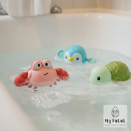 Wind-Up Swimming Bath Toys – Crab, Penguin & Turtle