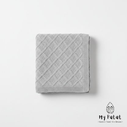 Grey diamond knit baby blanket