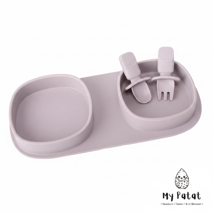 Lilac travel plate tray and utensils no lid