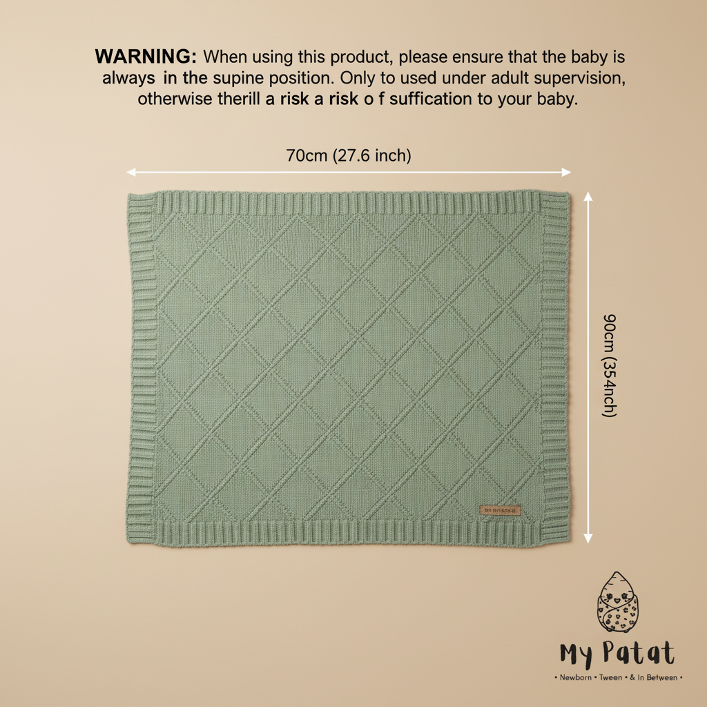 Diamond knit baby blanket dimensions 70cm x 90cm