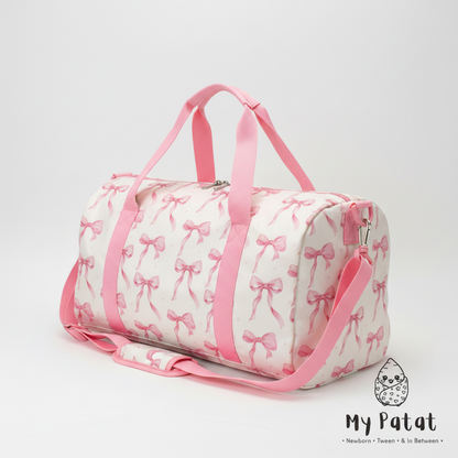 Pink Bow Duffle Bag - hero shot white background
