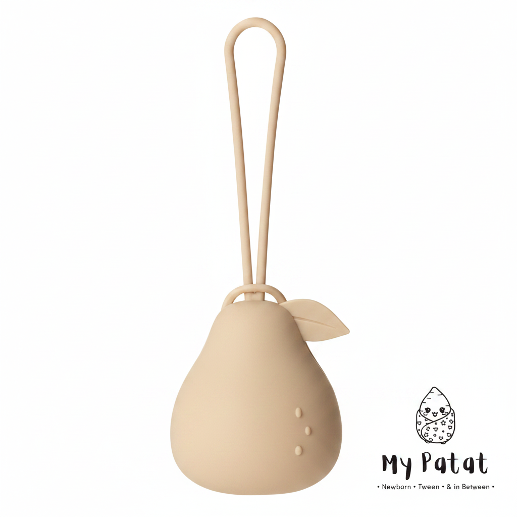 Beige silicone pear dummy holder