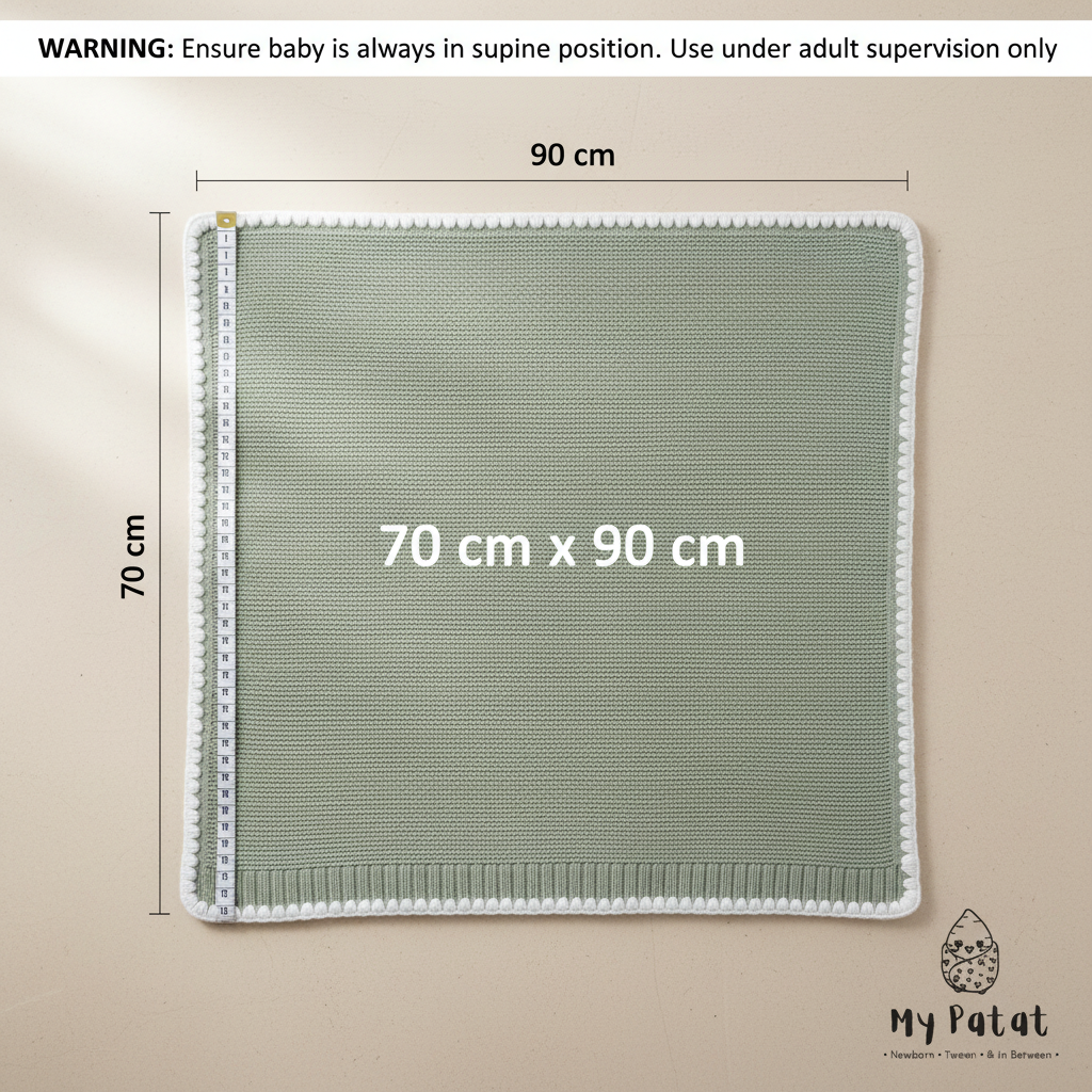 Knit baby blanket dimensions 70cm x 90cm