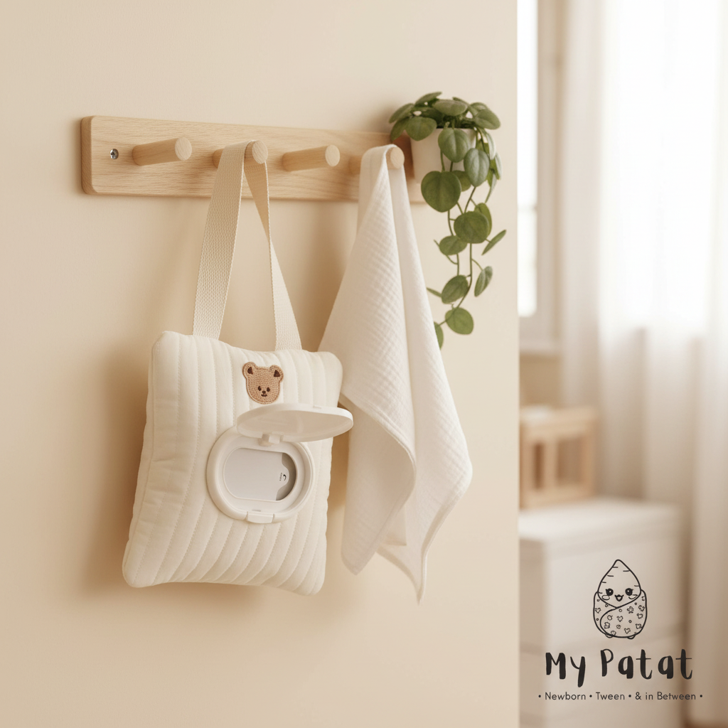 Baby wipes pouch lifestyle shot in nursery setting