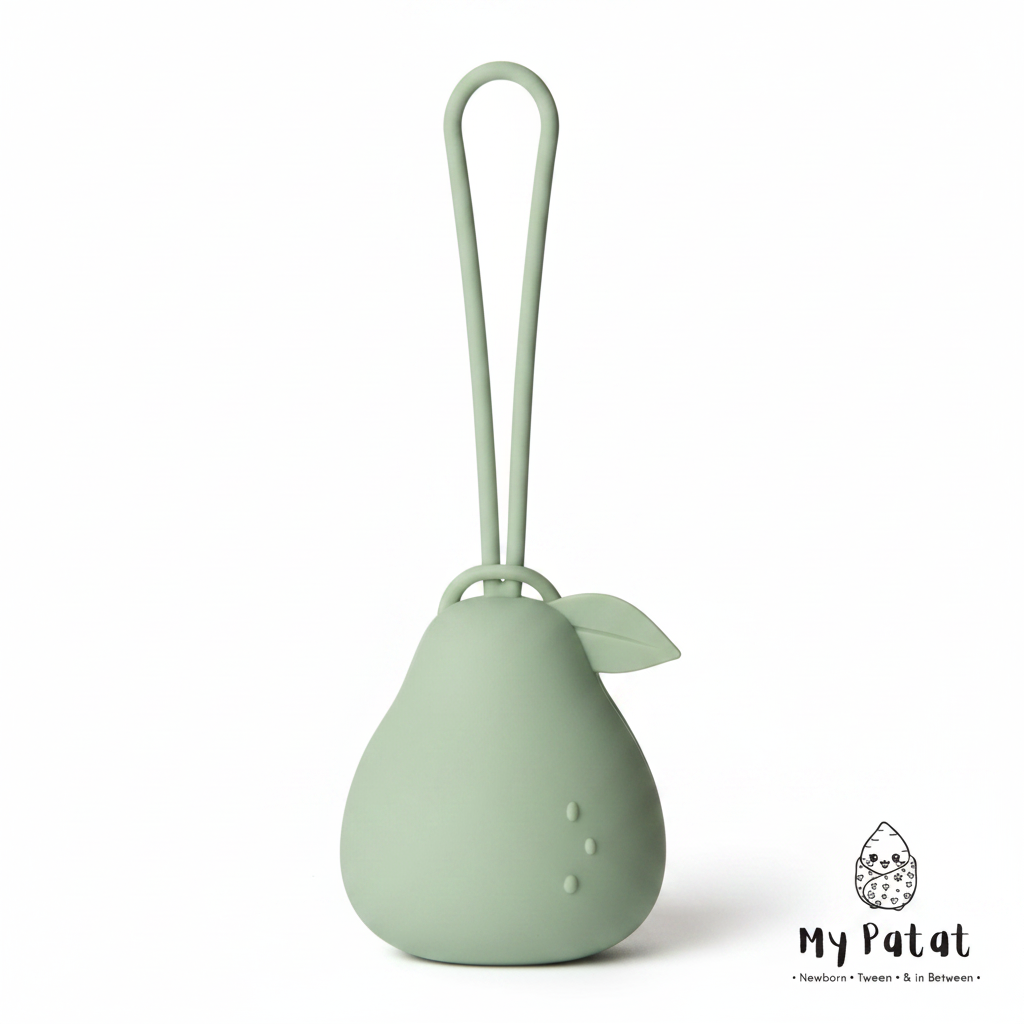 Sage green silicone pear dummy holder