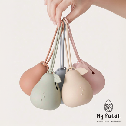 All colour silicone pear dummy holders lifestyle shot