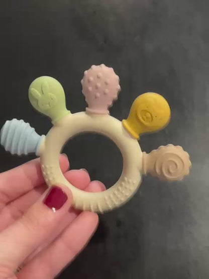 Silicone Baby Teething Ring – Multi-Texture Sensory Toy